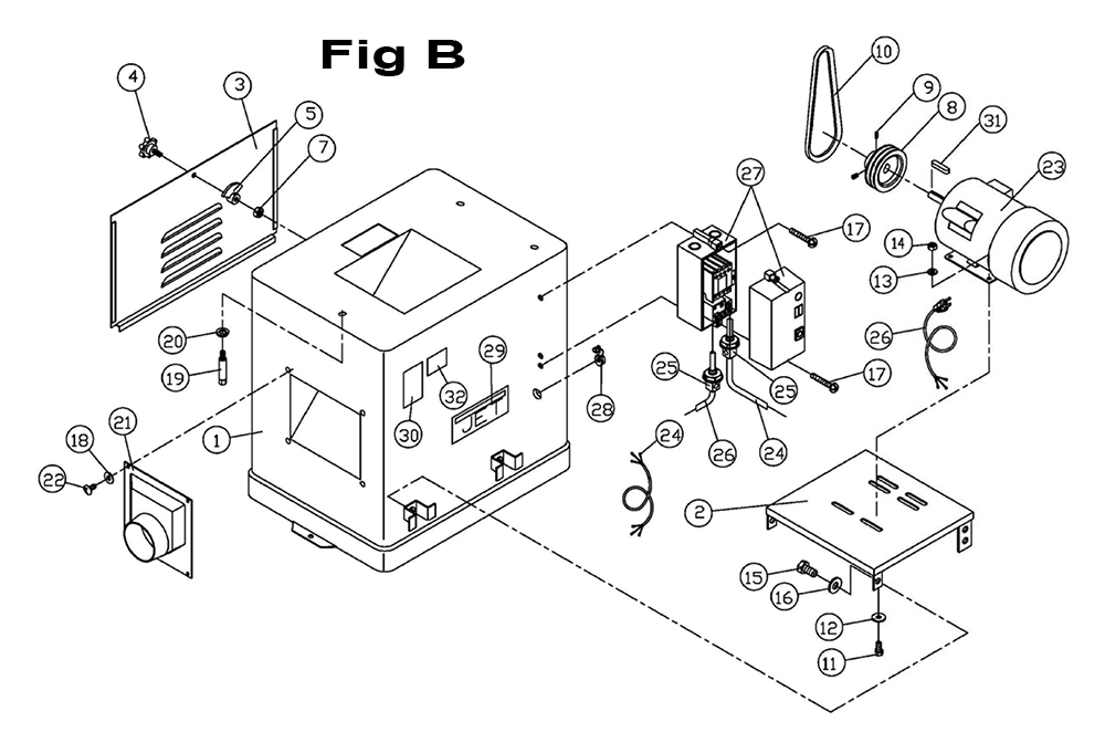Fig-2 Diagram and Parts List for  Jet Planer Jointer