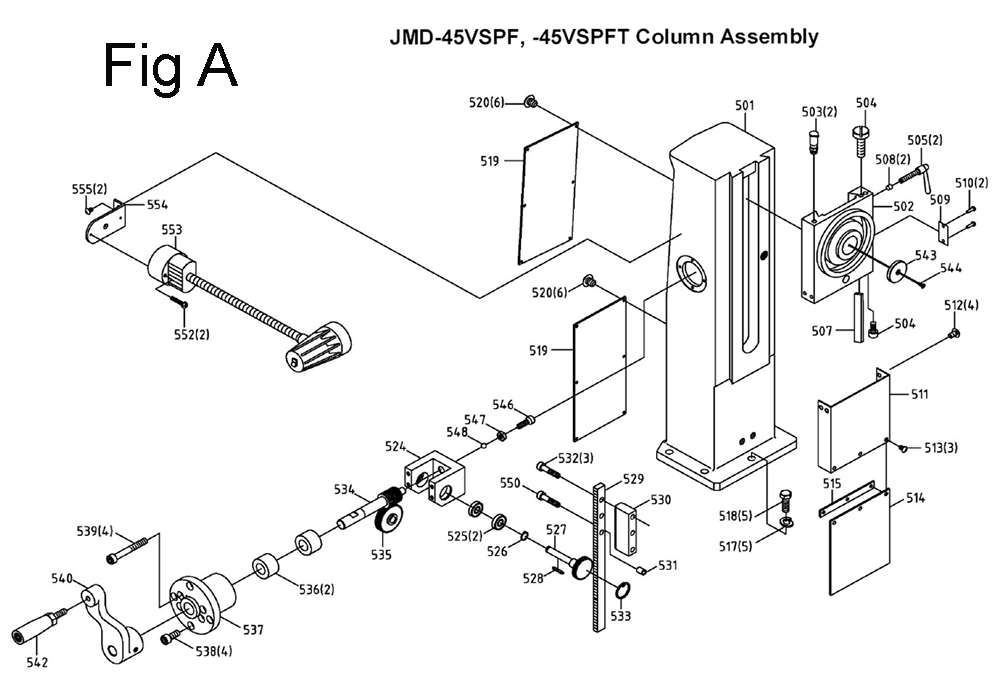 Fig-1 Diagram and Parts List for  Jet Mill