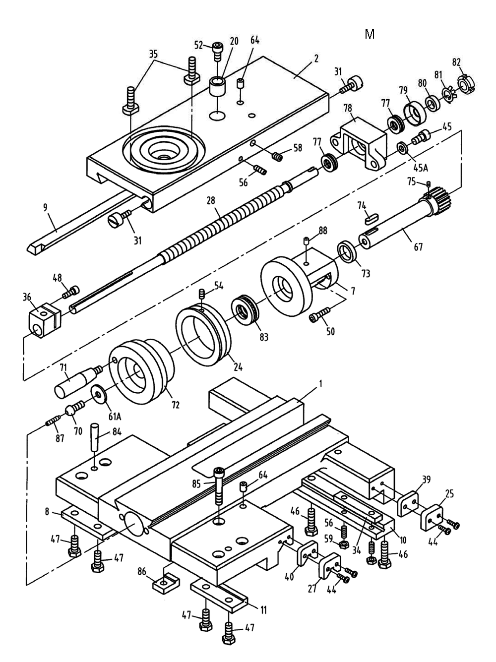 Fig-13 Diagram and Parts List for  Jet Lathe