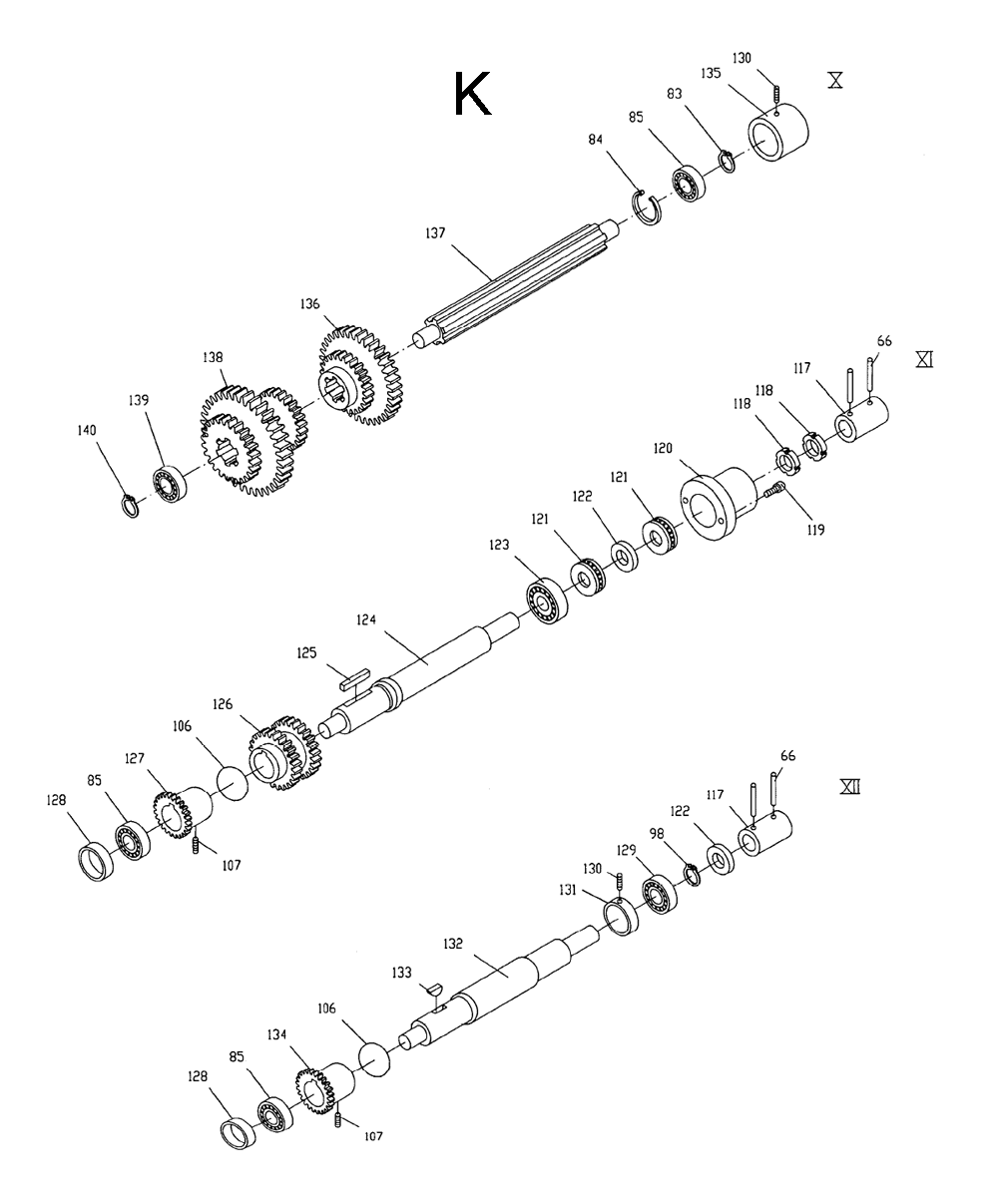 Fig-11 Diagram and Parts List for  Jet Lathe