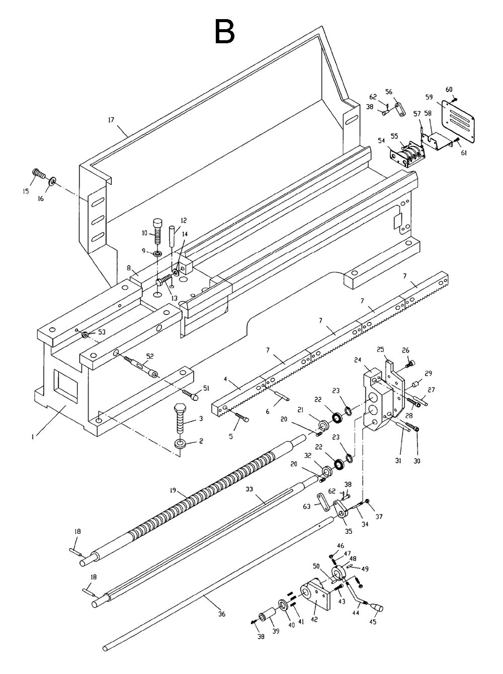 Fig-2 Diagram and Parts List for  Jet Lathe