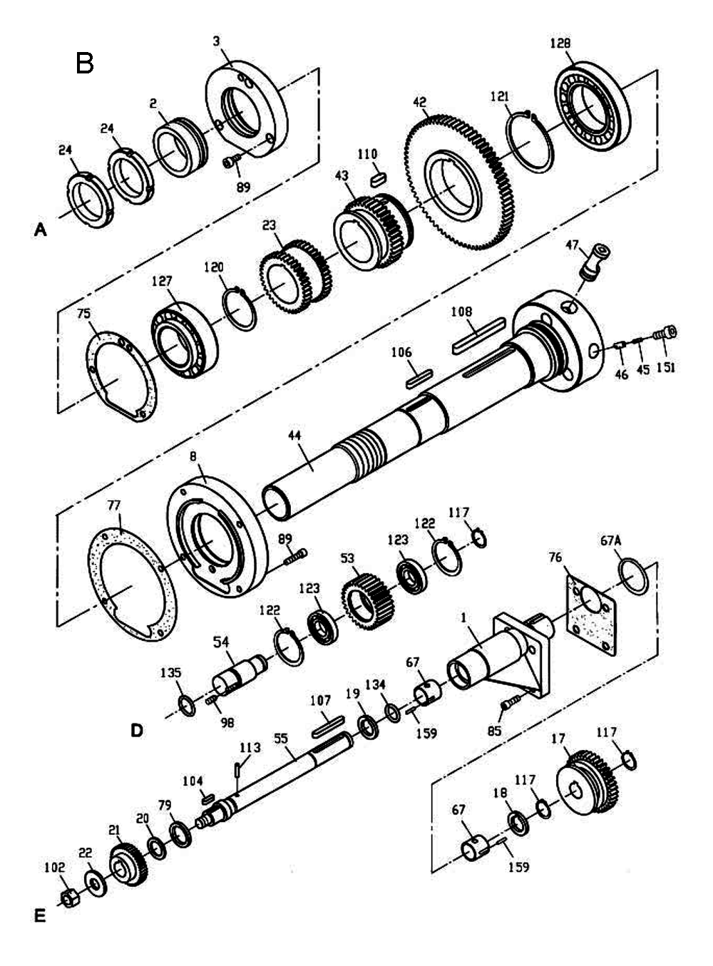 Fig-2 Diagram and Parts List for  Jet Lathe