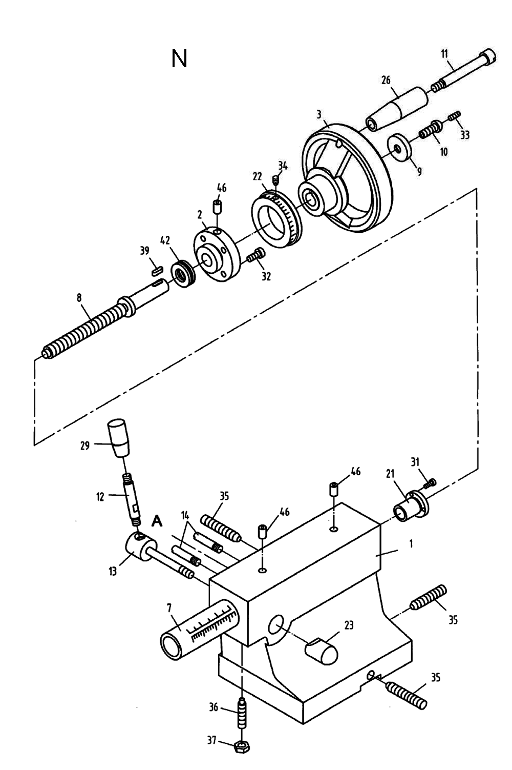 Fig-14 Diagram and Parts List for  Jet Lathe