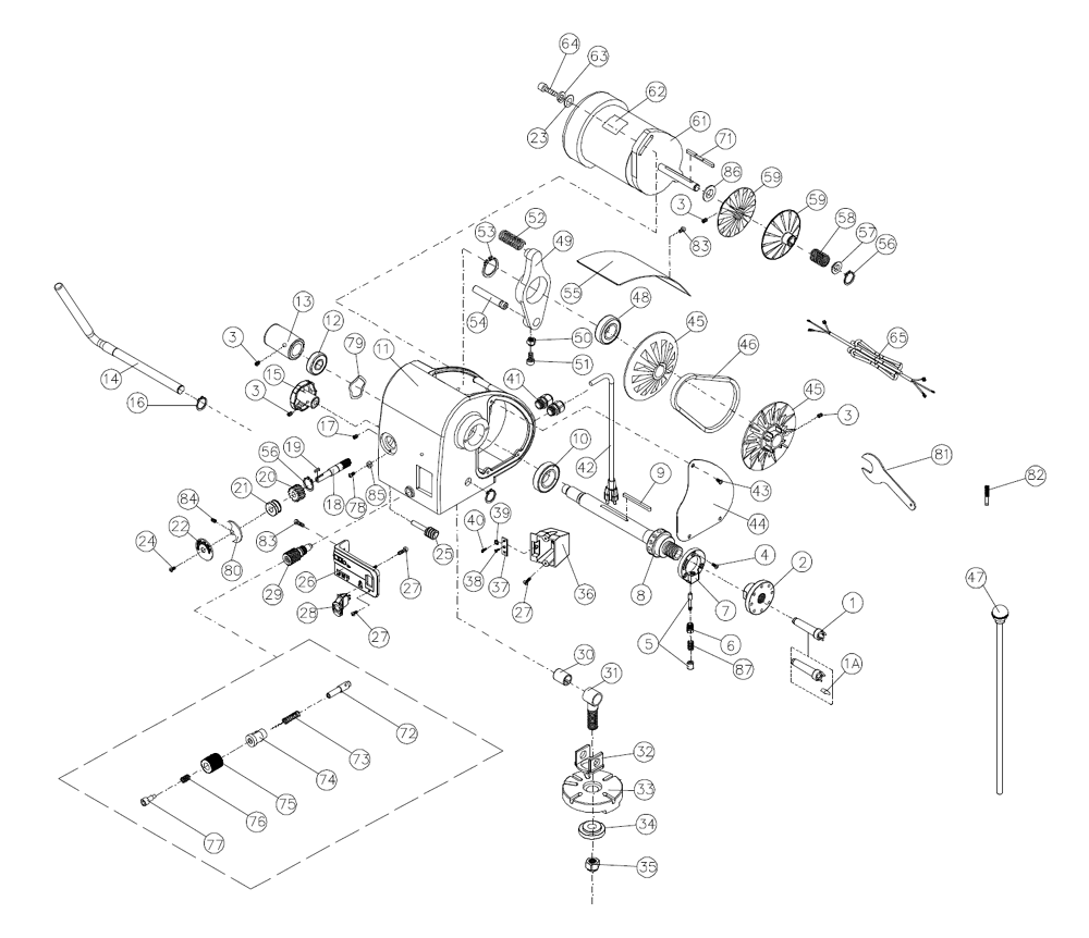 Fig-0 Diagram and Parts List for 719400 Jet Lathe