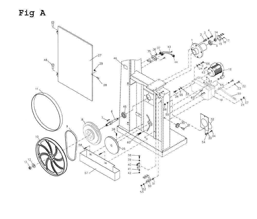 Fig-3 Diagram and Parts List for 414418 Jet Table Saw