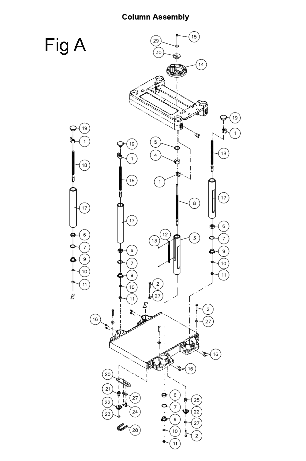 Fig-1 Diagram and Parts List for  Jet Planer Jointer