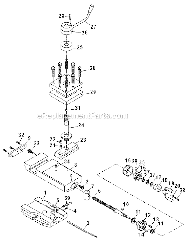Four_Way_Tool_Post Diagram and Parts List for  Jet Lathe