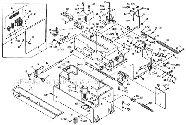 Page A Diagram and Parts List for  Jet Band Saw