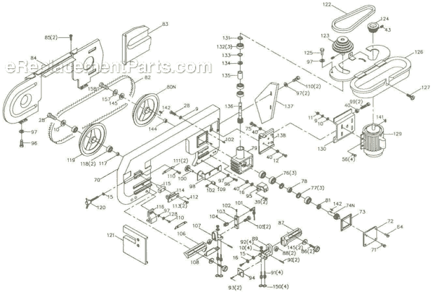 JET HVBS7MW-91A Center Shaft Assembly For Band Saw - Inside Part