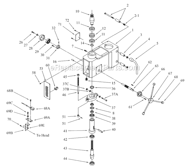 Page B Diagram and Parts List for 354223 Jet Drill Press
