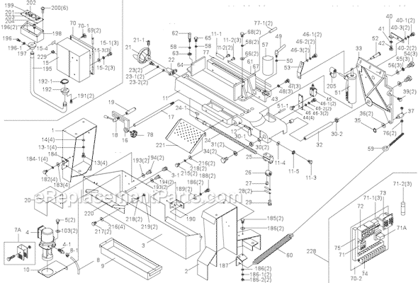Page A Diagram and Parts List for 414472 Jet Band Saw