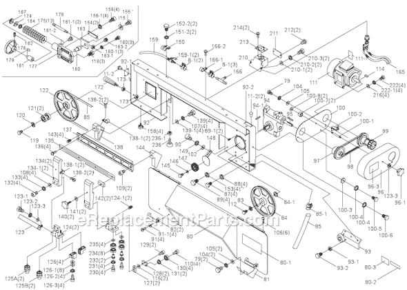 Page B Diagram and Parts List for 414472 Jet Band Saw