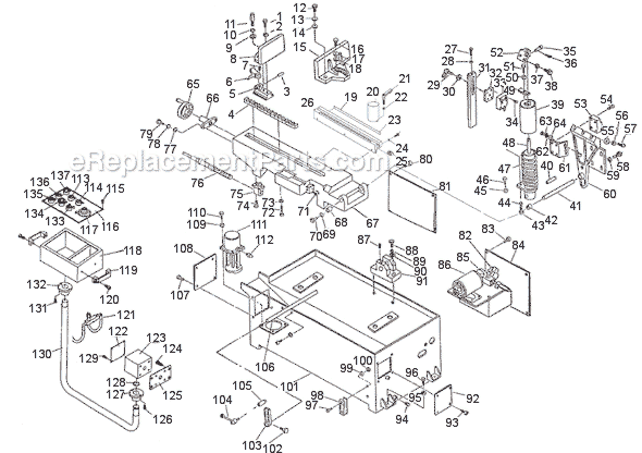 Page A Diagram and Parts List for 414476 Jet Band Saw