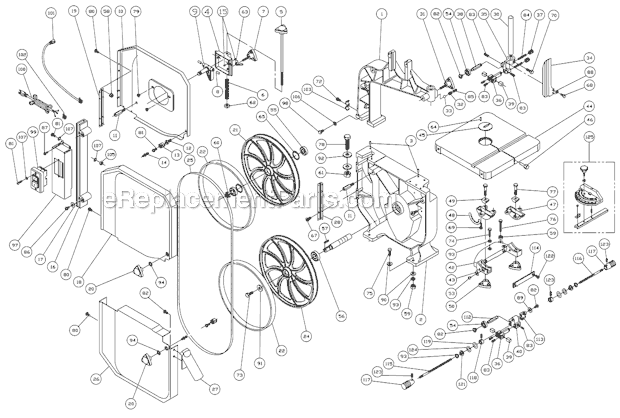 Page B Diagram and Parts List for  Jet Band Saw