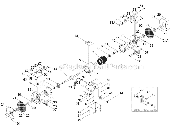 Page A Diagram and Parts List for 577102 Jet Bench Grinder