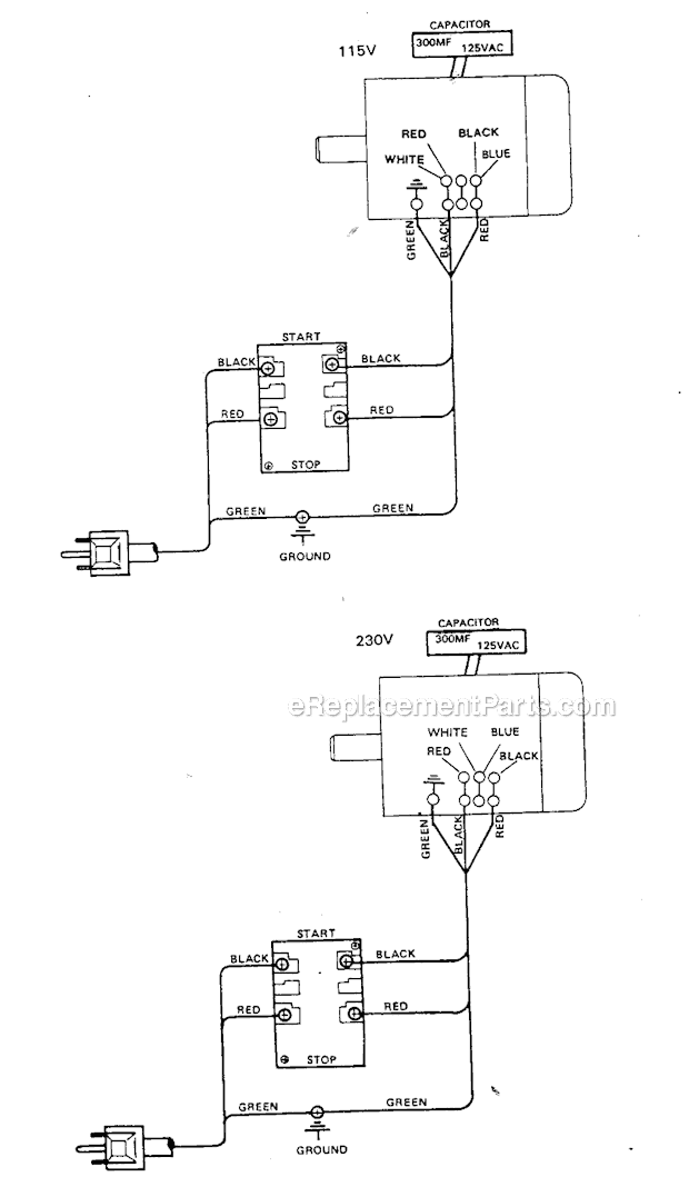 Electrical Schematic Diagram and Parts List for 708456 Jet Planer Jointer