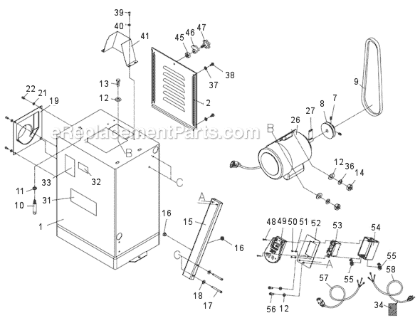 Page B Diagram and Parts List for 708466DXK Jet Planer Jointer