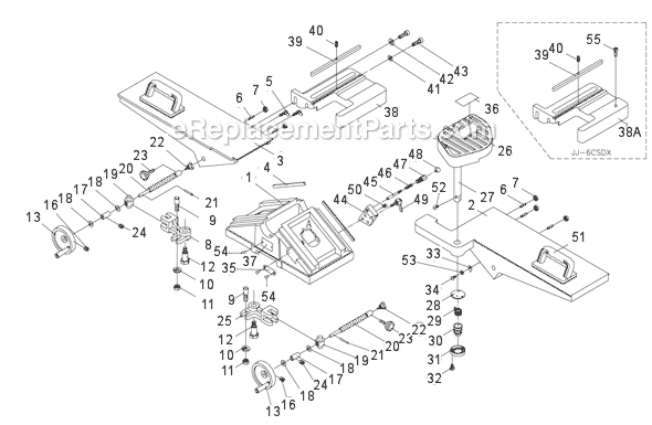 Page C Diagram and Parts List for 708466DXK Jet Planer Jointer