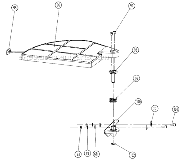 Page F Diagram and Parts List for 707400 Jet Planer Jointer