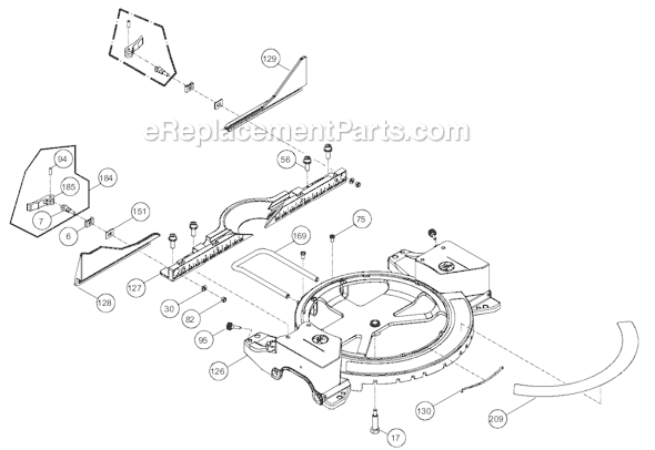 Page C Diagram and Parts List for 707110 Jet Miter Saw