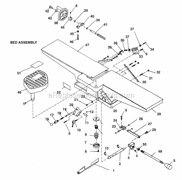 Page A Diagram and Parts List for  Jet Planer Jointer