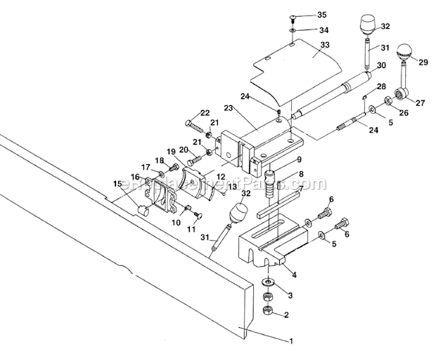 Page C Diagram and Parts List for  Jet Planer Jointer