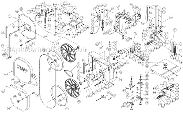 Page A Diagram and Parts List for  Jet Band Saw