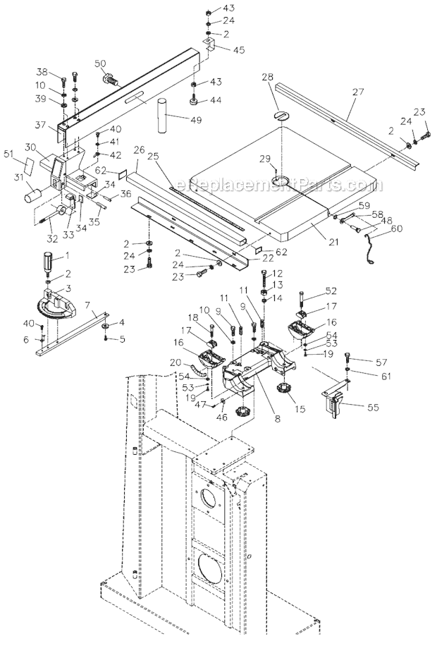 Page D Diagram and Parts List for 710751B Jet Band Saw