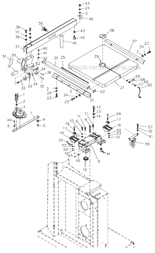 Page D Diagram and Parts List for 710754B Jet Band Saw