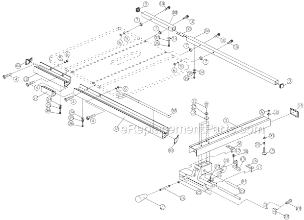 Page C Diagram and Parts List for 708301 Jet Table Saw