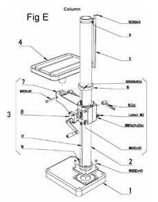 Fig-5 Diagram and Parts List for  Jet Drill Press