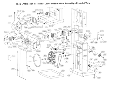 Fig-1 Diagram and Parts List for 714500 Jet Table Saw
