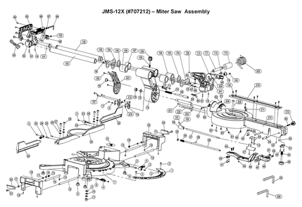 Fig-0 Diagram and Parts List for  Jet Table Saw