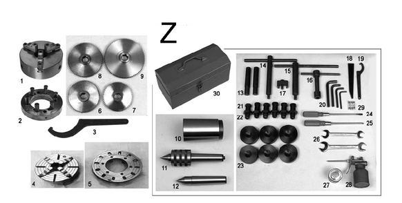 Fig-25 Diagram and Parts List for  Jet Lathe