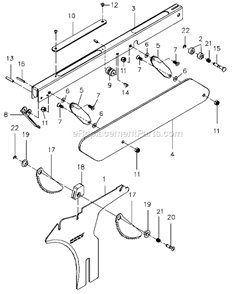 Page C Diagram and Parts List for  Jet Table Saw