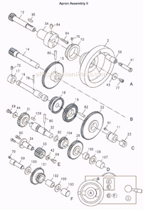 Page J Diagram and Parts List for  Jet Lathe