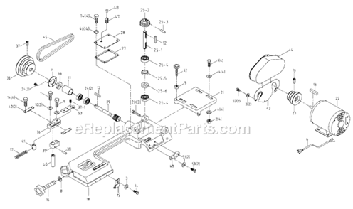 Page A Diagram and Parts List for 414453 Jet Band Saw
