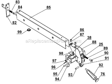 Page E Diagram and Parts List for 708315LSA Jet Table Saw