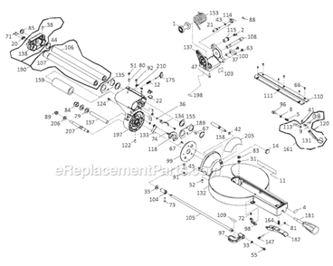 Page B Diagram and Parts List for 707110 Jet Miter Saw