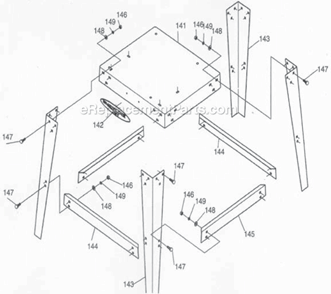 Page B Diagram and Parts List for  Jet Band Saw