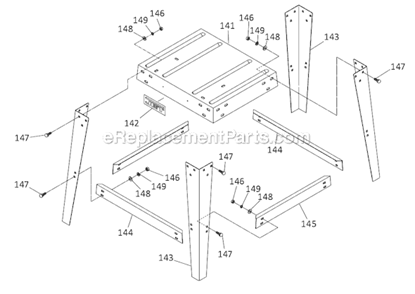 Open Stand Assembly Diagram and Parts List for 708901B Jet Band Saw
