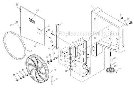 Upper_Wheel_Assembly Diagram and Parts List for  Jet Band Saw