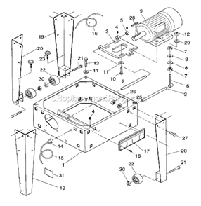 Stand_And_Motor_Assembly Diagram and Parts List for  Jet Planer Jointer