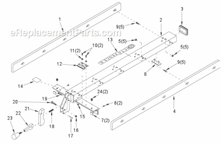 Page A Diagram and Parts List for 708781 Jet Table Saw