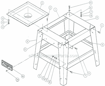 Page D Diagram and Parts List for 708301 Jet Table Saw