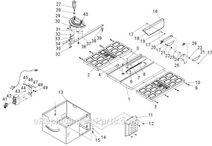 Part Location Diagram of JWTS10-308 Jet Table Insert