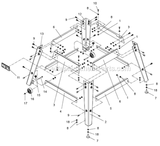 Part Location Diagram of JWTS10-413 Jet Caster Mount Leg, Front