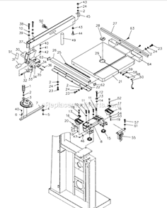 Page D Diagram and Parts List for  Jet Band Saw