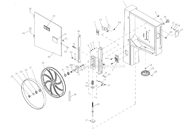 Page A Diagram and Parts List for  Jet Band Saw