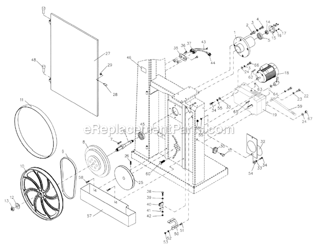 Page B Diagram and Parts List for  Jet Band Saw